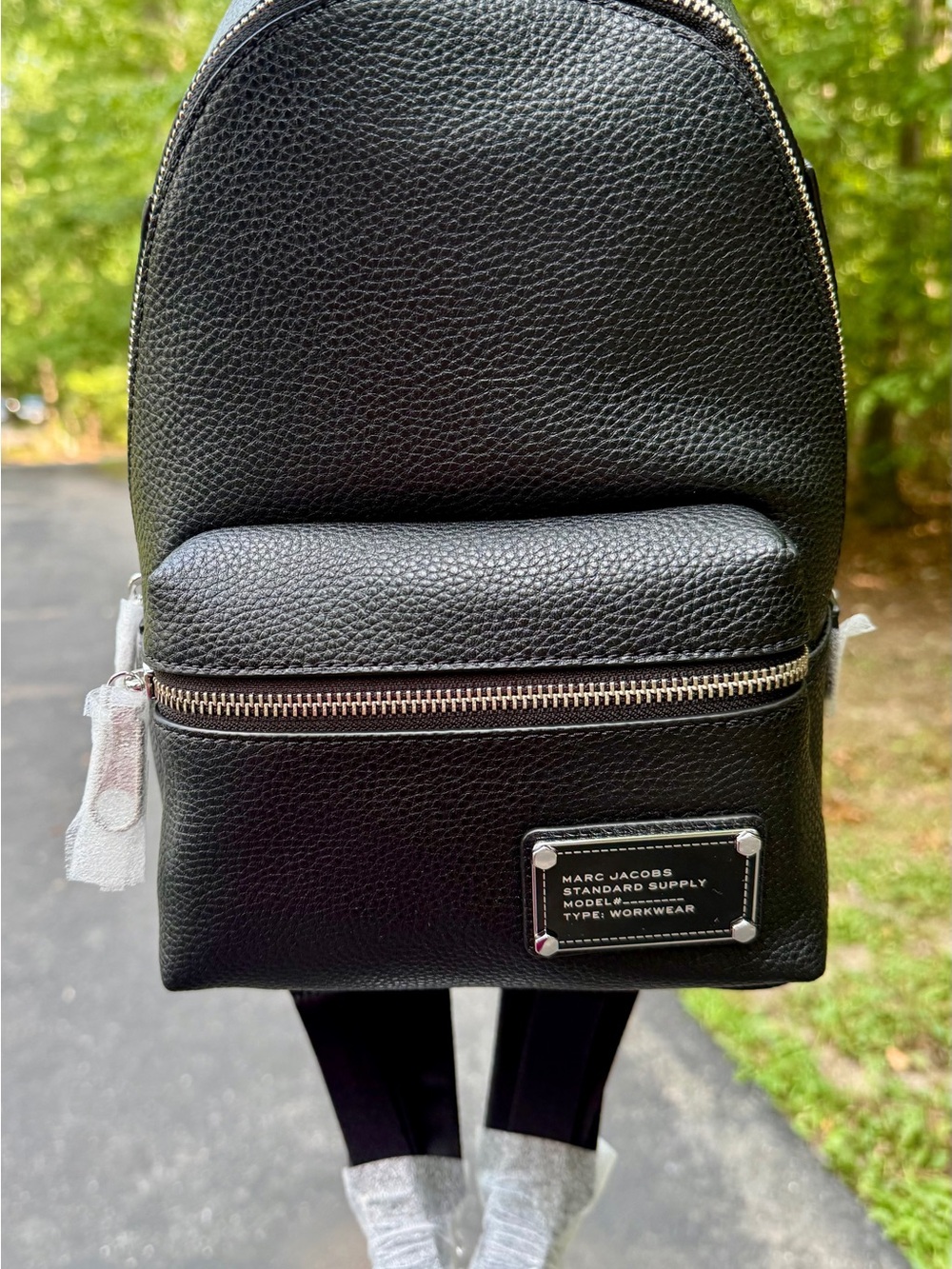 Marc Jacobs Black Pebbled Leather Mini Backpack with Silver Hardware